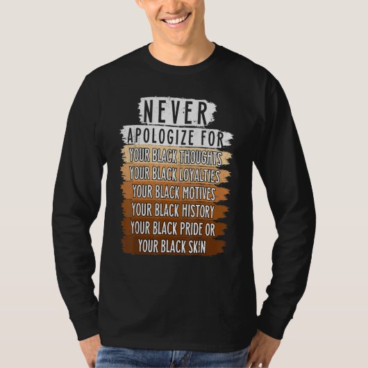 Never Retro Apologize BLM Black History Month Mela T-shirt (Voorkant)