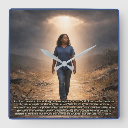 Never separated from God Vierkante Klok (Voorkant)