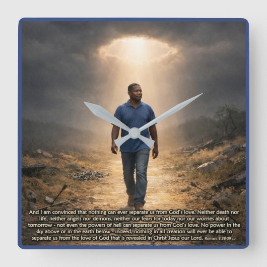 Never separated from God Vierkante Klok (Voorkant)