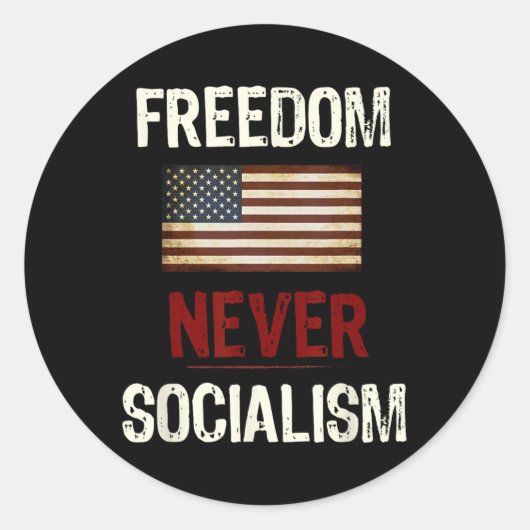 Never Socialism Anti-socialist Republican  Ronde Sticker (Voorkant)