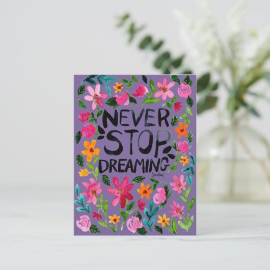 Never stop dreaming briefkaart (Staand voorkant)