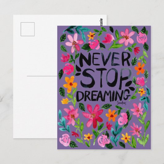 Never stop dreaming briefkaart (Voorkant / Achterkant)