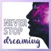 Never Stop Dreaming Inspirational Purple Raamsticker