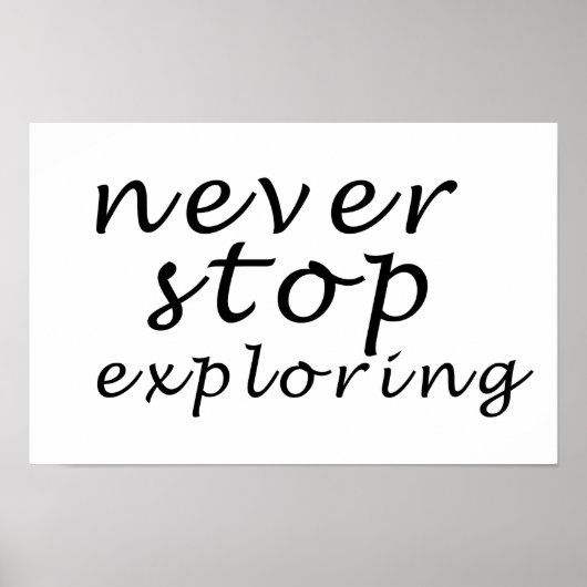 never stop exploring poster (Voorkant)