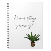“Never Stop Growing” Notebook with Potted Plant  Notitieboek (Voorkant)