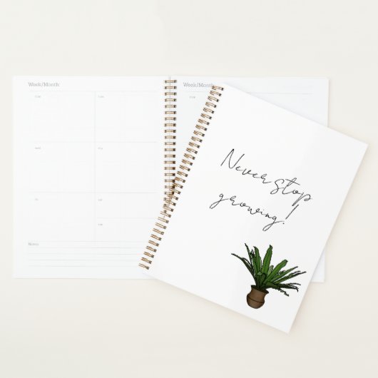 “Never Stop Growing” Planner with Potted Plant (Display)