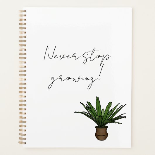 “Never Stop Growing” Planner with Potted Plant (Voorkant)