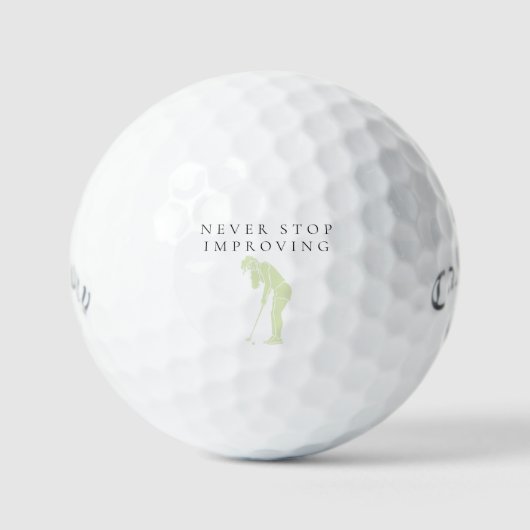 'Never Stop Improving' Growth Mindset Encouraging Golfballen (Voorkant)