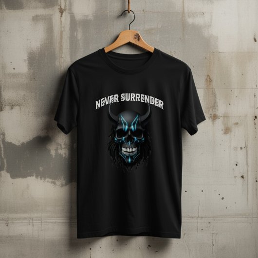 Never Surrender Cyberpunk Skull T-Shirt