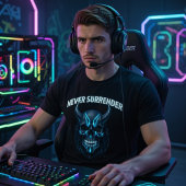 Never Surrender Cyberpunk Skull T-Shirt