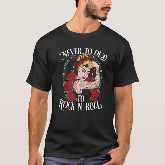 Never Too Old To Rock N´Roll  Rockabilly Premium T-shirt (Voorkant)