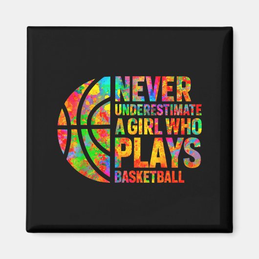 Never Underestimate A Girl Who Plays Basketball Wo Magneet (Voorkant)
