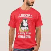 Never Underestimate A Girl With A Penguin Gaming b T-shirt (Voorkant)