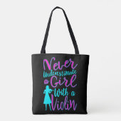 Never Underestimate a Girl With a Violin Cool Quot Tote Bag (Achterkant)