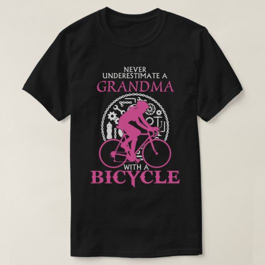 Never Underestimate A Grandma  With A Bicycle   Bi T-shirt (Design voorkant)