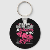 Never Underestimate A Woman Who Lifts Women Weight Sleutelhanger (Voorkant)