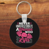 Never Underestimate A Woman Who Lifts Women Weight Sleutelhanger (Voorkant)