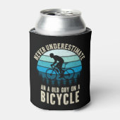 Never Underestimate an old guy on a Bicycle Blikjeskoeler (Blikje Voorkant)