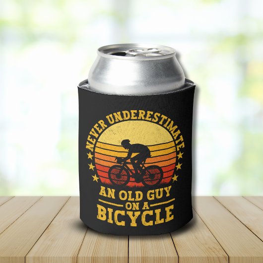 Never Underestimate an old guy on a Bicycle Fun Blikjeskoeler