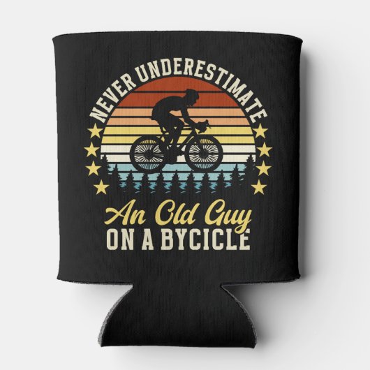 Never Underestimate an old guy on a Bicycle Funny Blikjeskoeler (Achterkant)