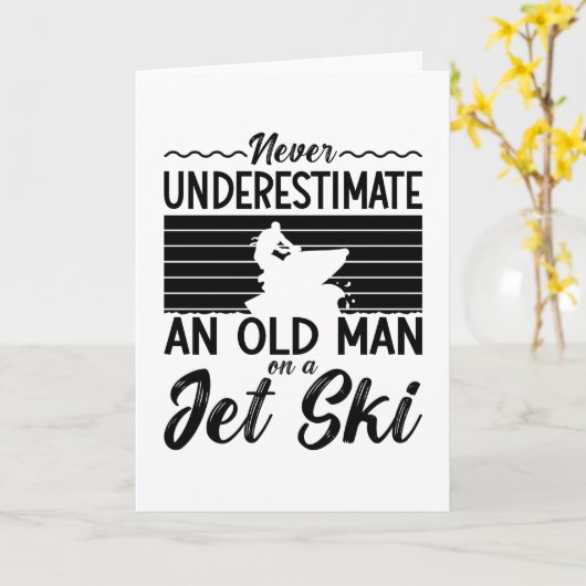Never Underestimate An Old Man Jet Skiing Jet Ski Kaart (Gele Bloem)