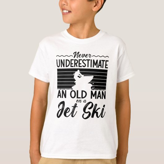 Never Underestimate An Old Man Jet Skiing Jet Ski T-shirt (Voorkant)