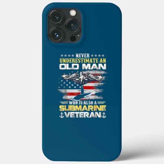 Never Underestimate An Old Man Submarines Veteran Case-Mate iPhone Case (Achterkant)