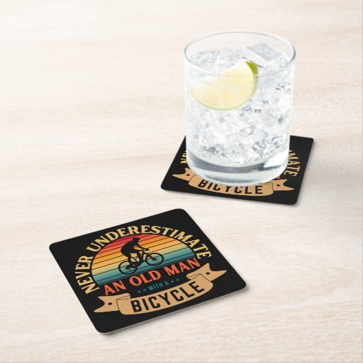 Never underestimate an old man with a bicycle kartonnen onderzetters (Insitu)