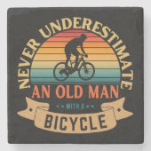 Never underestimate an old man with a bicycle stenen onderzetter (Voorkant)