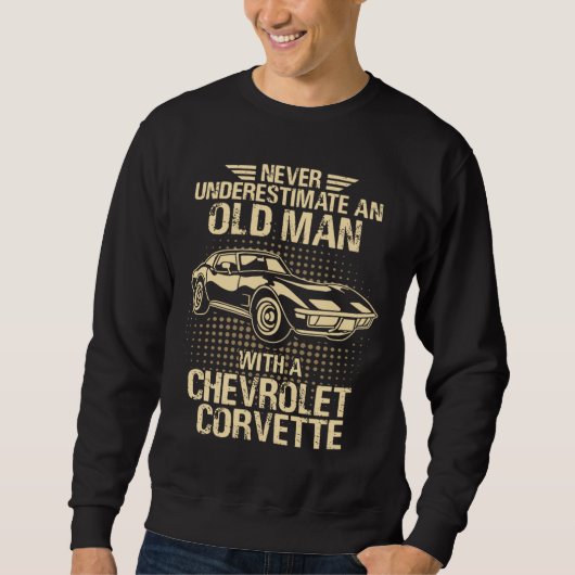 Never Underestimate an Old Man with A Corvette Men Trui (Voorkant)