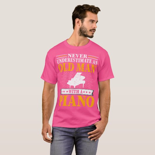 Never Underestimate An Old Man With A Piano - Men' T-shirt (Voorkant volledig)