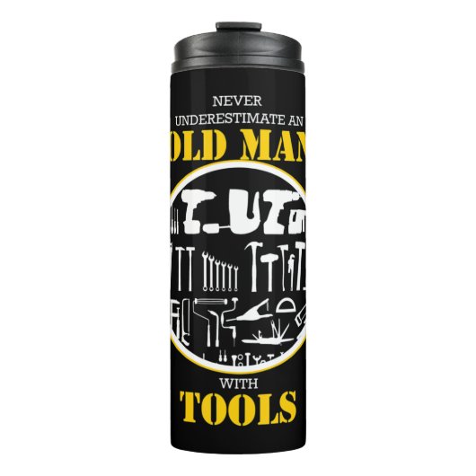 Never Underestimate An Old Man With Tools Handyman Thermosbeker (Voorkant)