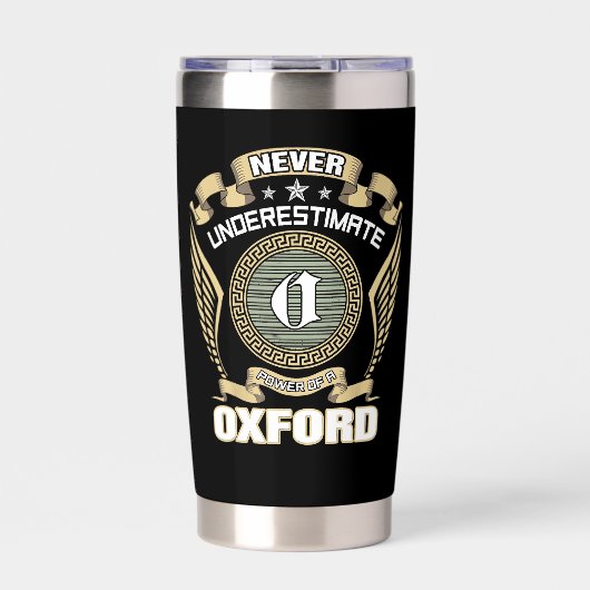 NEVER_UNDERESTIMATE_POWER_OF_A_OXFORD GEÏSOLEERDE DRINKBEKER (Voorkant)