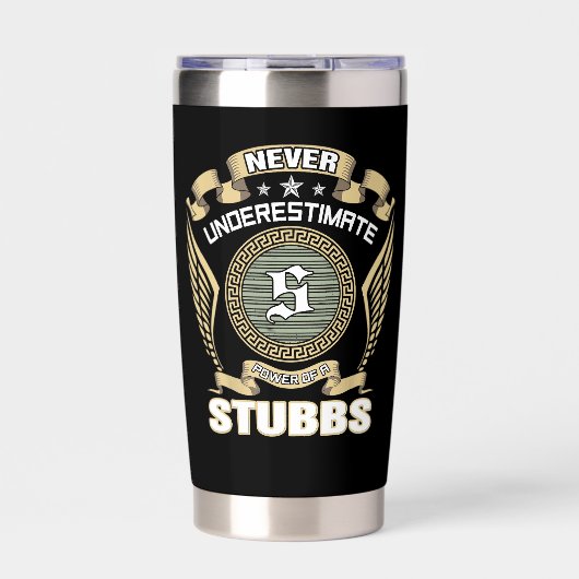 NEVER_UNDERESTIMATE_POWER_OF_A_STUBBS GEÏSOLEERDE DRINKBEKER (Voorkant)