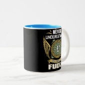 Never Underestimate The Power Of A Fudge Tweekleurige Koffiemok (Voorkant rechts)