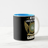 Never Underestimate The Power Of A Goings Tweekleurige Koffiemok (Voorkant rechts)