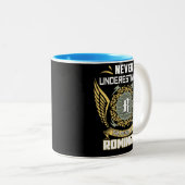 Never Underestimate The Power Of A Rominger Tweekleurige Koffiemok (Voorkant rechts)