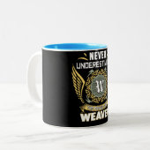 Never Underestimate The Power Of A Weaver Tweekleurige Koffiemok (Voorkant links)