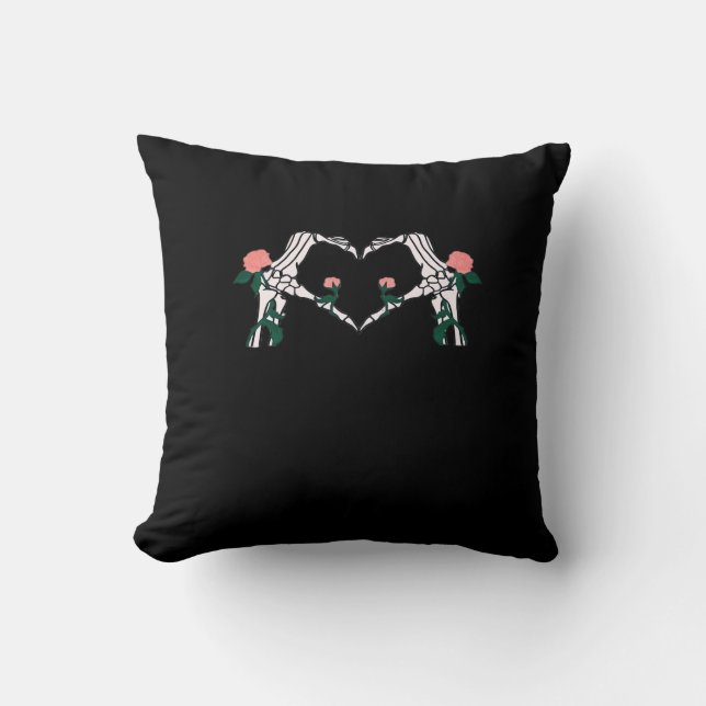 Never Wilts - Skelet Handen Rozen Kussen (Voorkant)