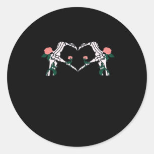 Never Wilts - Skelet Handen Rozen Ronde Sticker