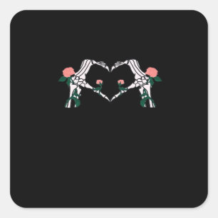 Never Wilts - Skelet Handen Rozen Vierkante Sticker