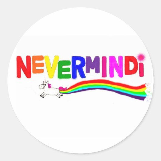 Nevermindi Rainbow Ronde Sticker (Voorkant)
