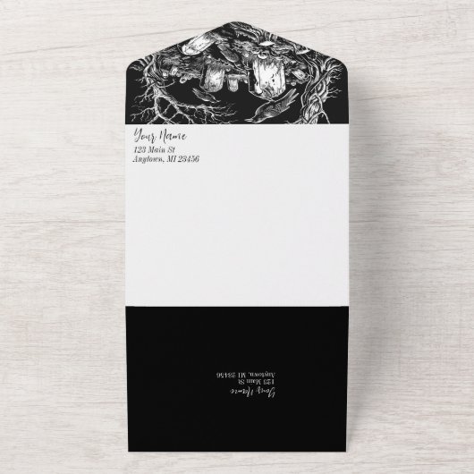 Nevermore Begraafplaats All In One Uitnodiging (Buitenkant)