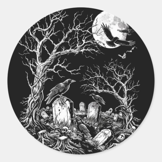 Nevermore Begraafplaats Ronde Sticker (Voorkant)