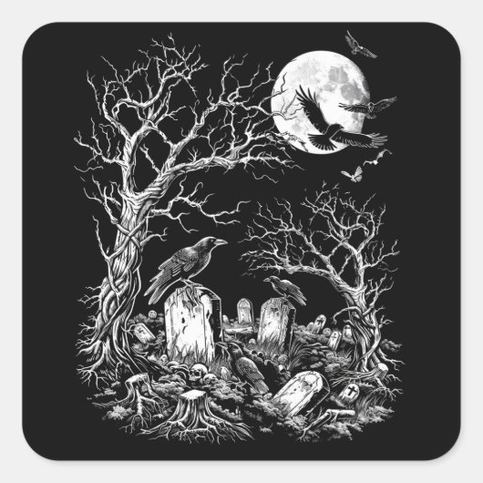 Nevermore Cemetery Vierkante Sticker (Voorkant)