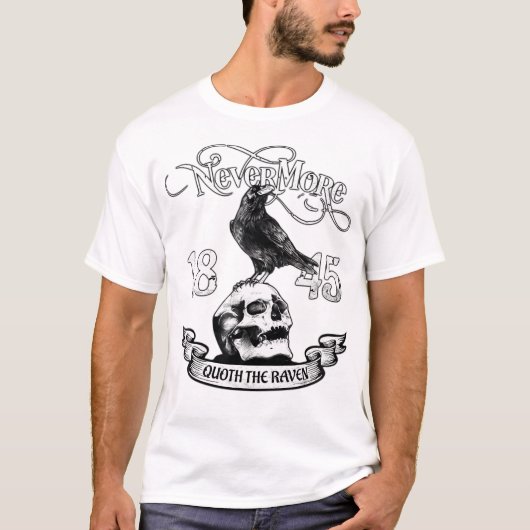 Nevermore citeert de Raven Edgar Allan Poe T-shirt (Voorkant)