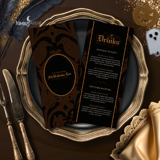 Nevermore Damask | Bruine Gothische Halloween Bar Menu
