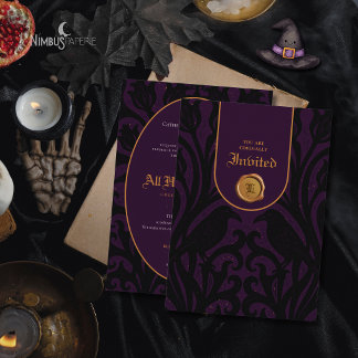 Nevermore Damask | Donkere Pruim Luxe Halloween Kaart