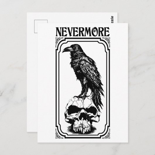 Nevermore | Edgar Allan Poe - Raven Briefkaart (Voorkant / Achterkant)