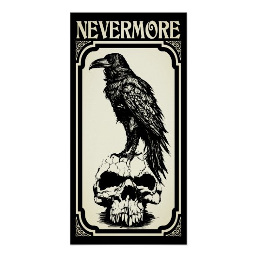 Nevermore | Edgar Allan Poe - Raven Perfect Poster (Voorkant)